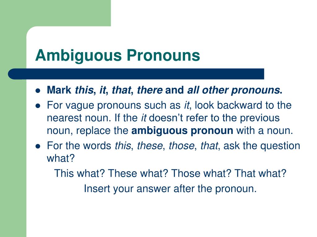 PPT - Ambiguous Pronouns PowerPoint Presentation, free download - ID