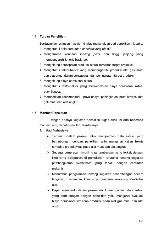 contoh proposal Tugas Akhir evaluasi alat gali muat dan alat angkut b…