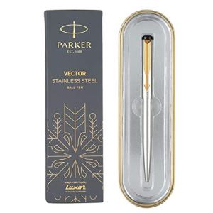 Parker Moments Vector Gold Trim Ball Pen (Silver)