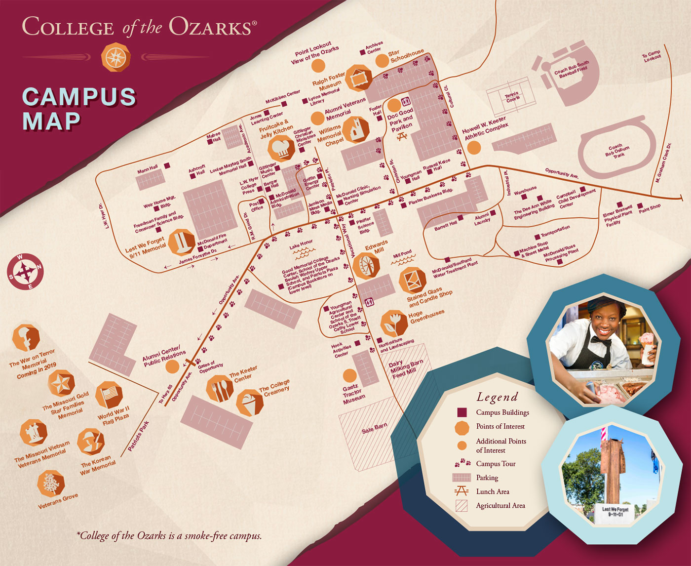 College Of The Ozarks Map College of the Ozarks Campus Map