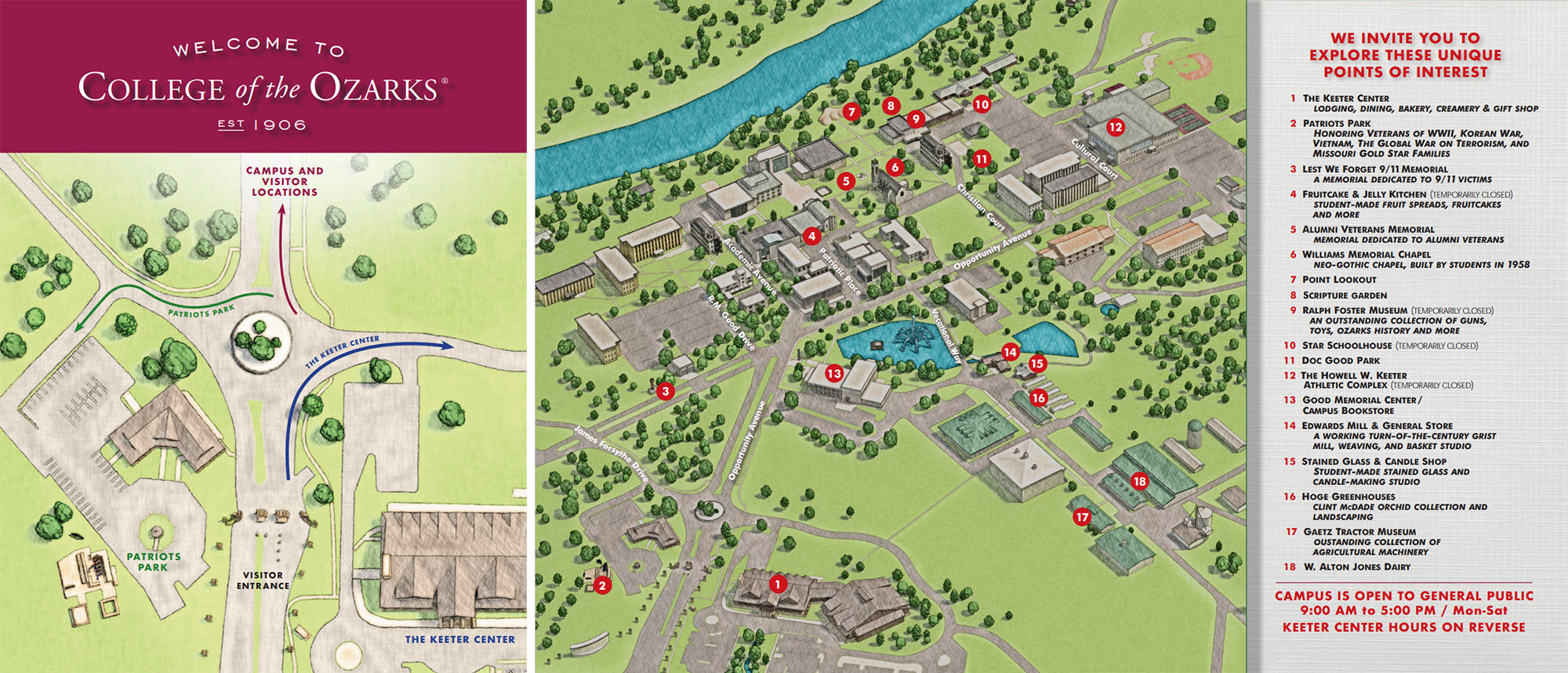 College Of The Ozarks Map College of the Ozarks Campus Map