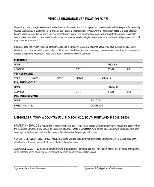 Car Insurance Forms Templates – Financial Report