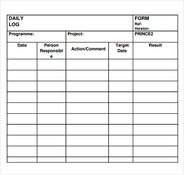 Sample Daily Log Template 15+ Free Documents in PDF, Word