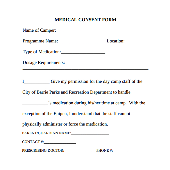 Printable Medical Consent Form Pdf