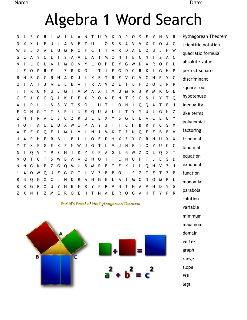 Math Word Search Puzzle - Printable Calendars AT A GLANCE