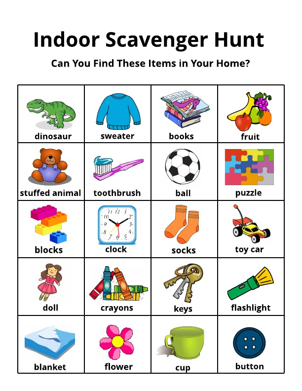 Printable Scavenger Hunt At Home