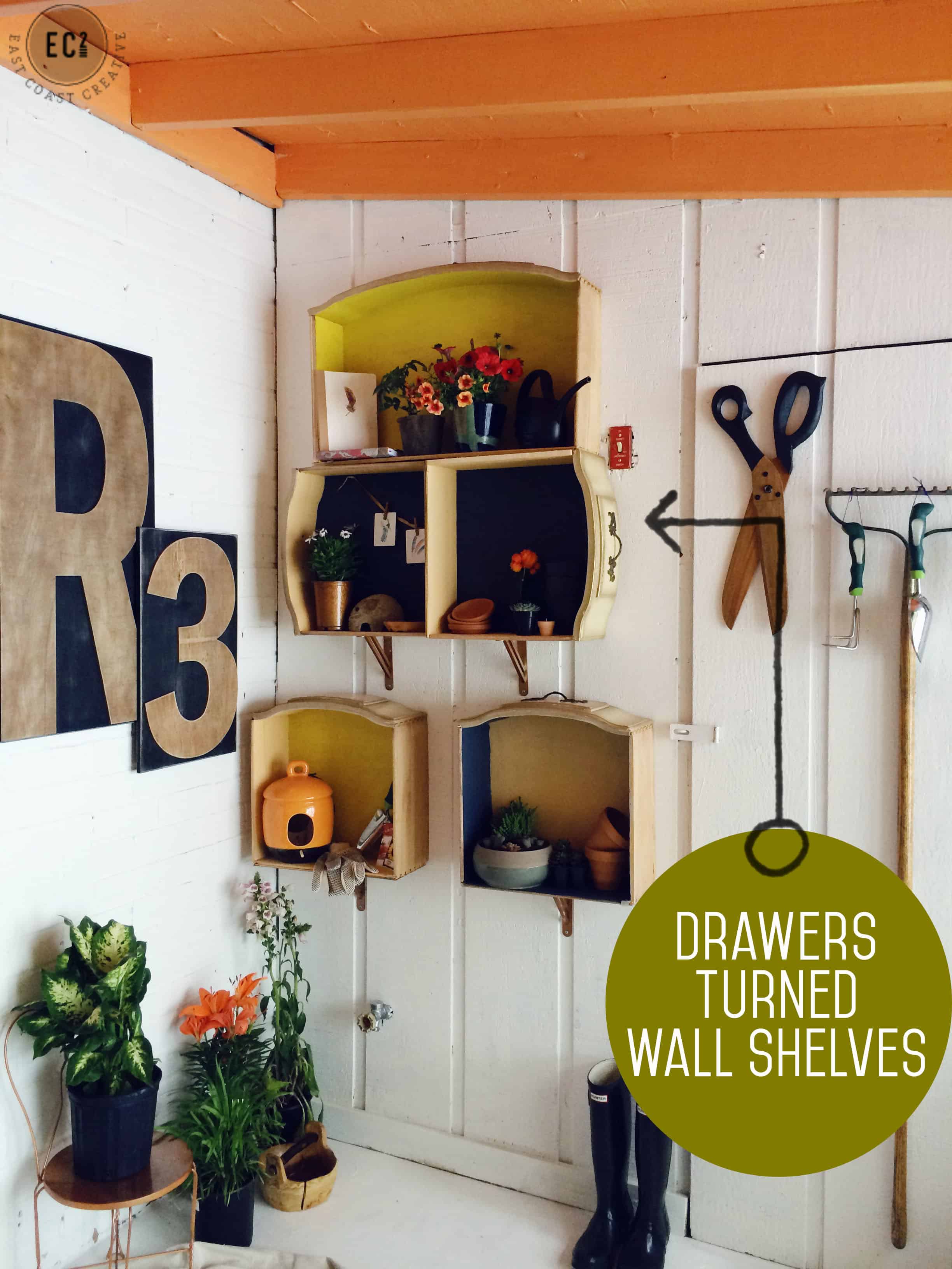 ReUse Dresser Drawers To Create Wall Shelves