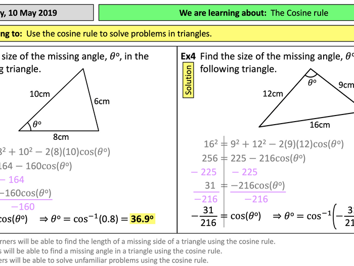 The Cosine Rule by cparkinson3 | Teaching Resources