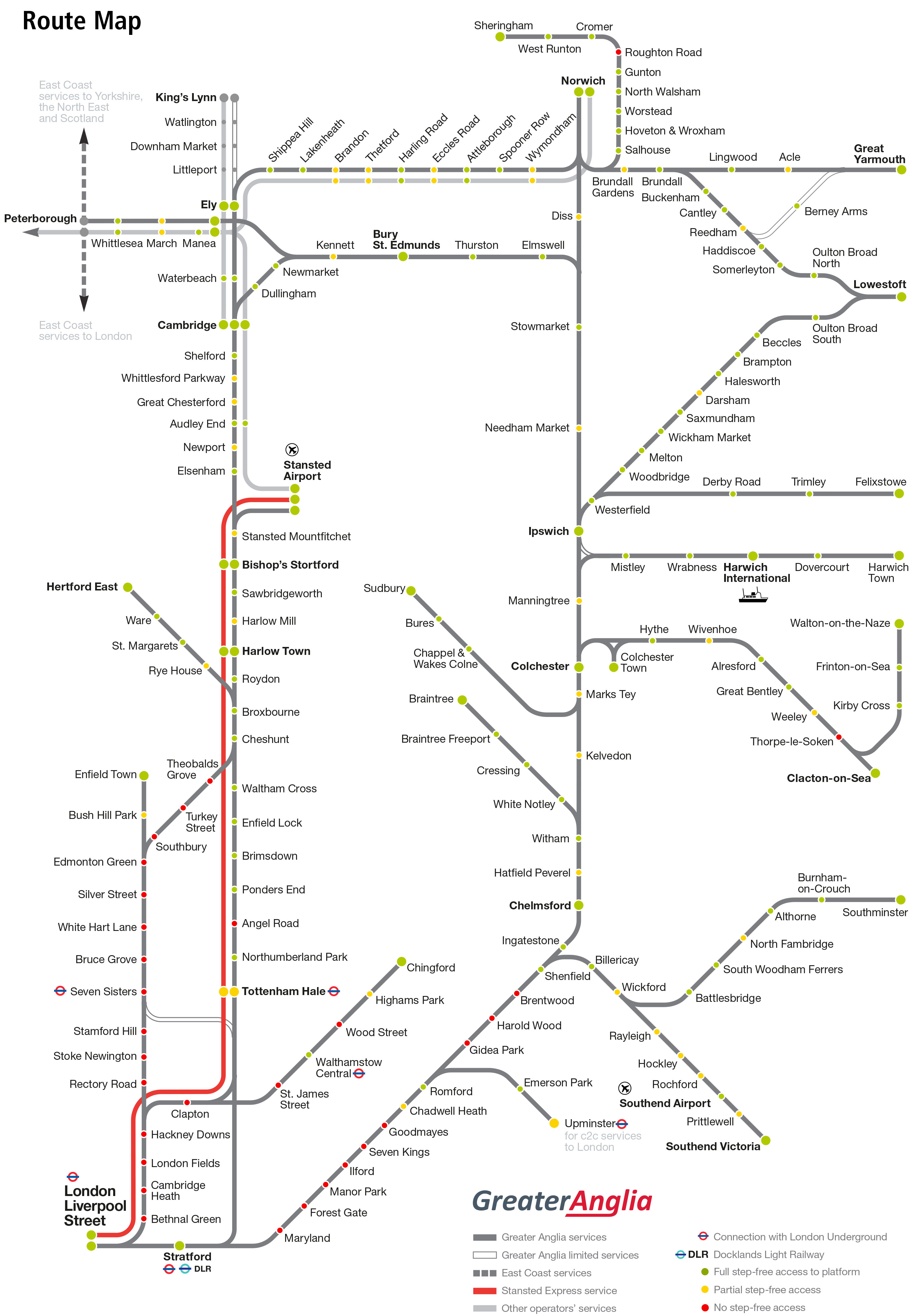 Map of London commuter rail stations & lines