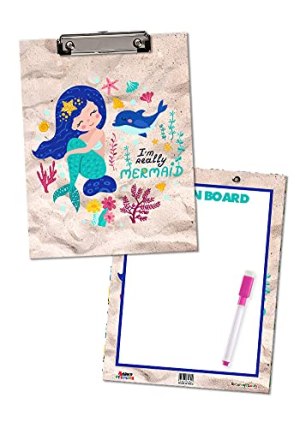 Little Mermaid Theme Exam Pads| 2 in 1 Clip Boards|Writing Pads with Whiteboard and Marker for Birthday Return Gifts for Kids