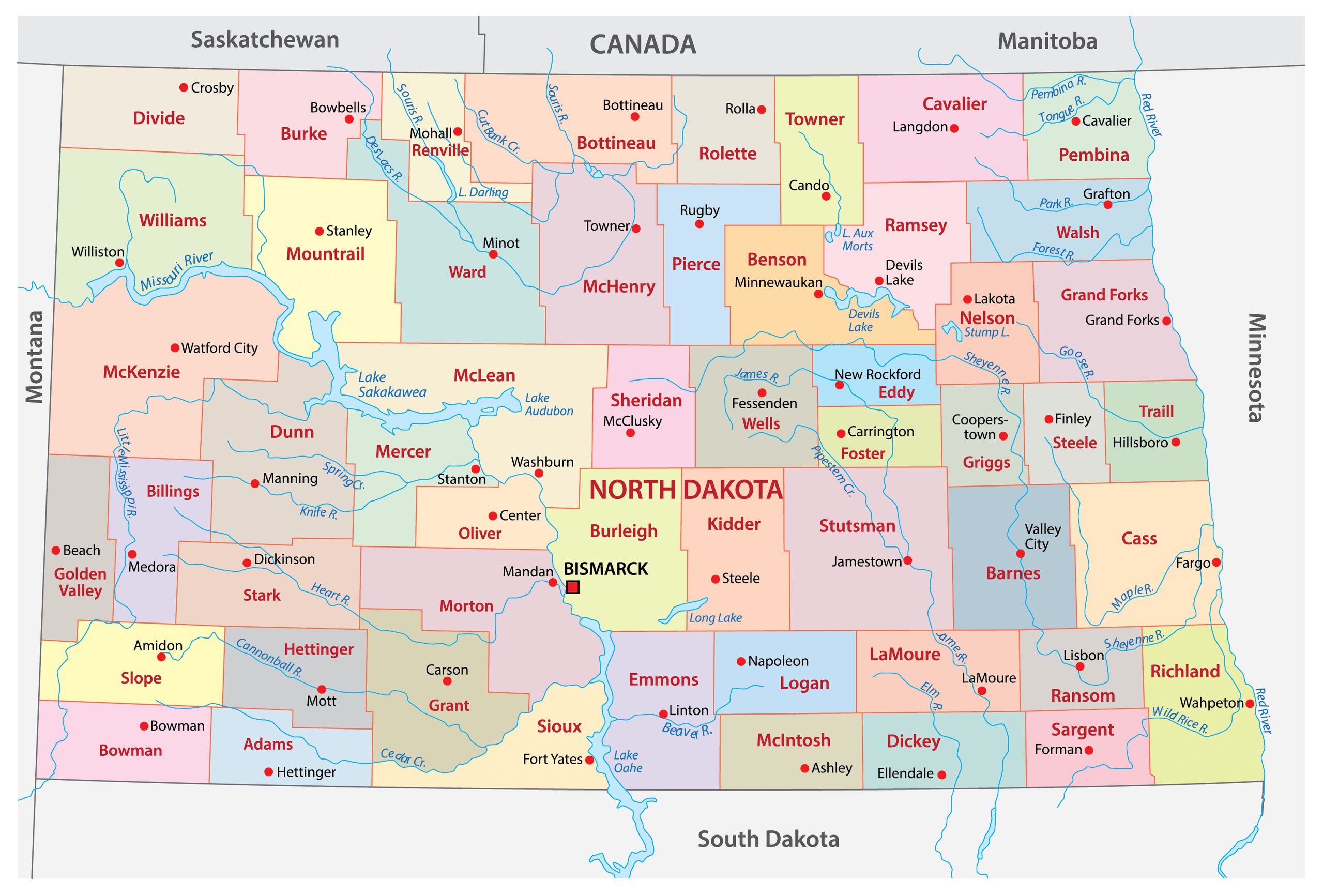 Exploring North Dakota County Map In 2023 - Map of Counties in Arkansas