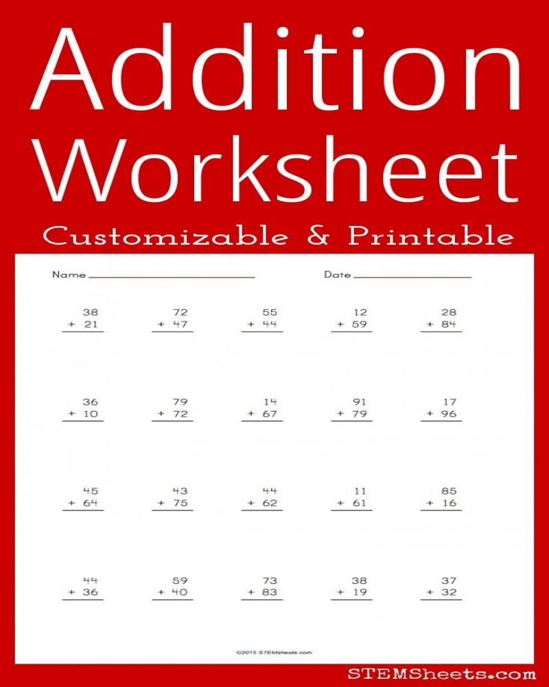 Addition Worksheet Generator - Printable Word Searches