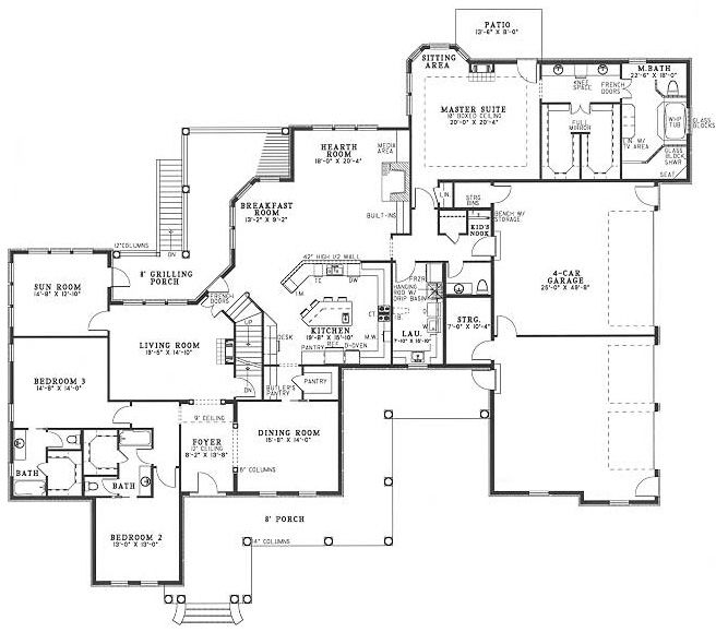 4 car garage floor plan House plans Pinterest