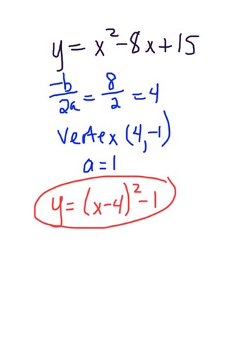 To Vertex Form Flashcards Quizlet