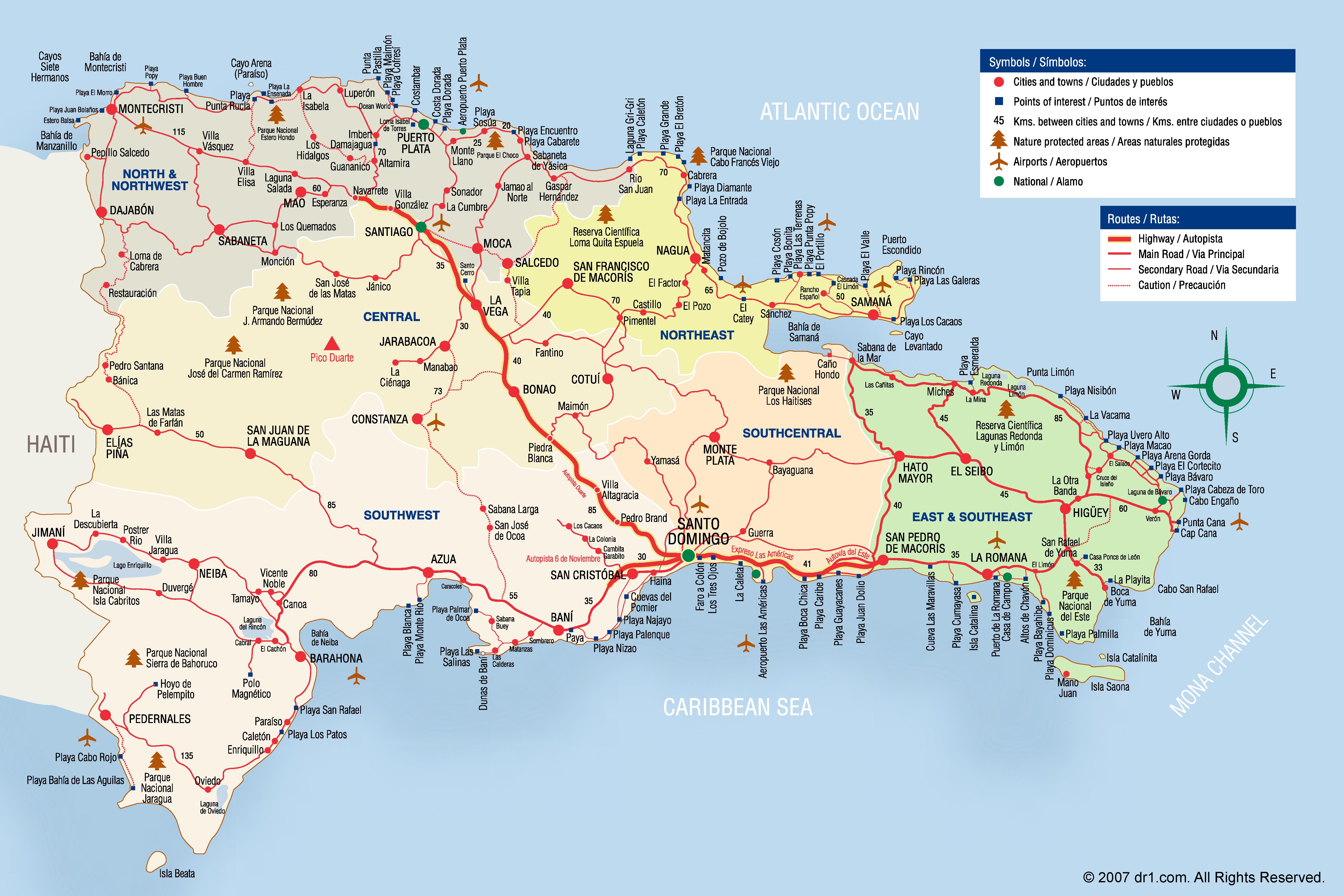 Nagua Dominican Republic Map Large detailed tourist map of Dominican Republic