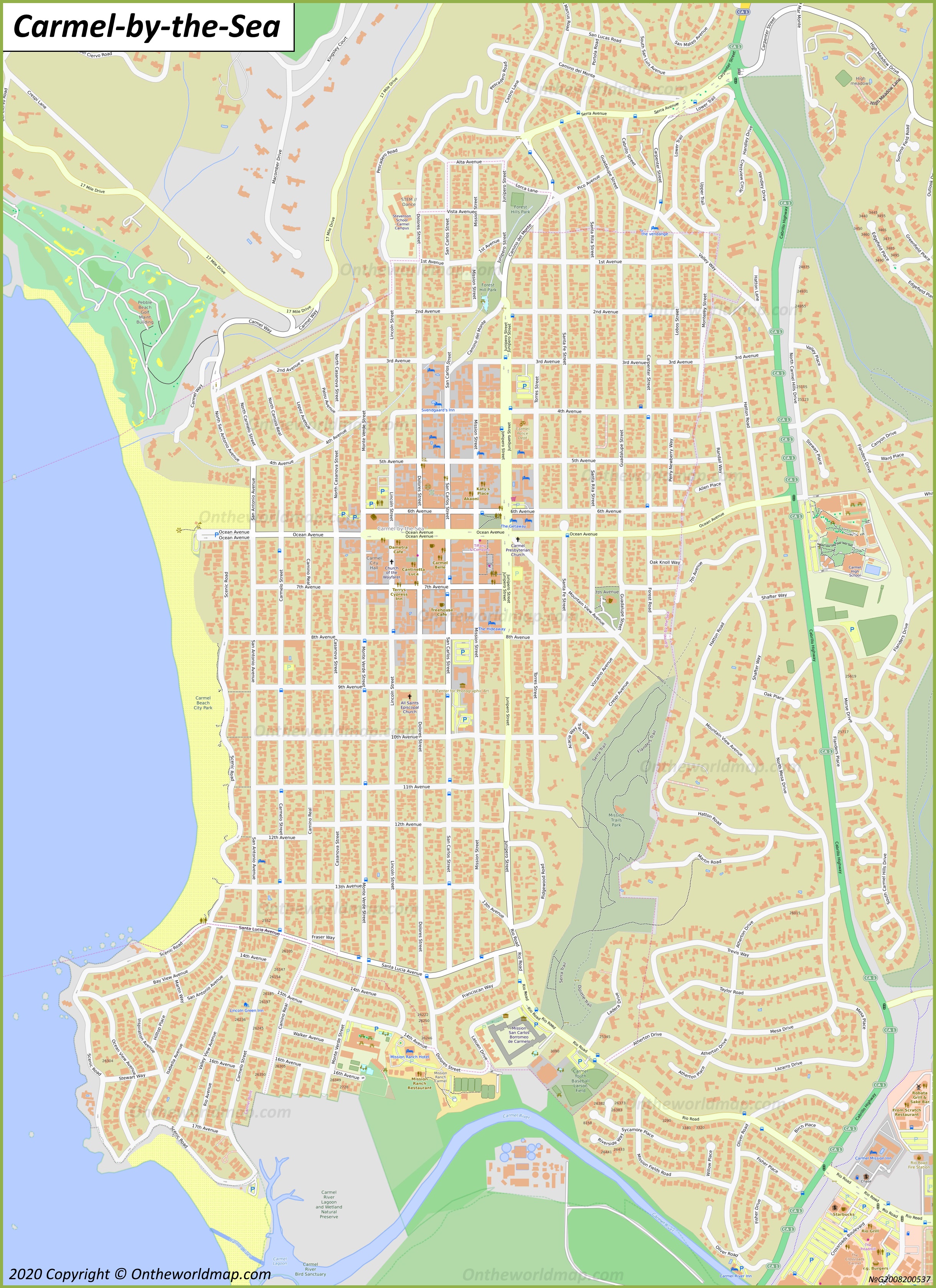 CarmelbytheSea Map California, U.S. Maps of CarmelbytheSea