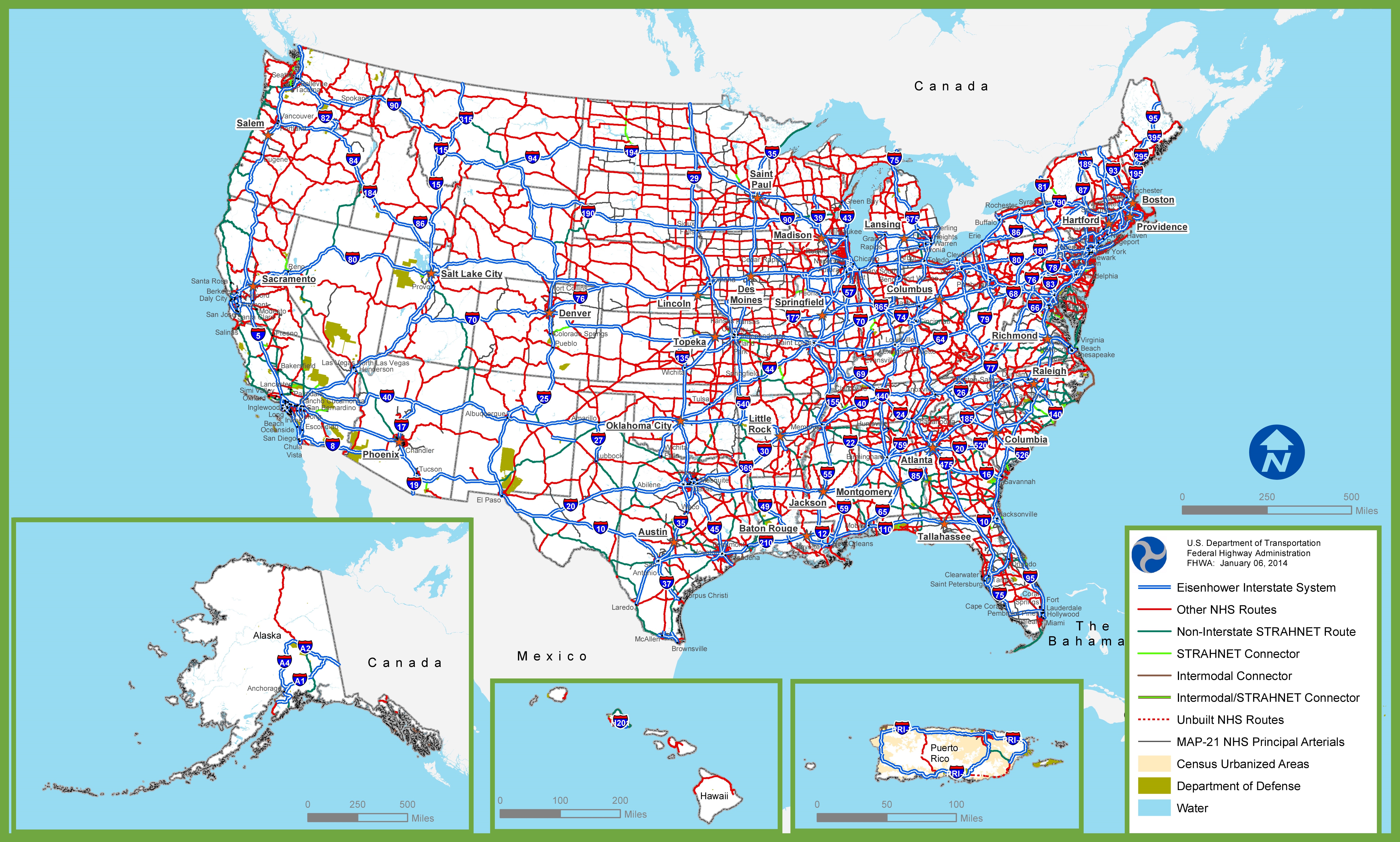 Map Of United States Cities And Highways USA highway map