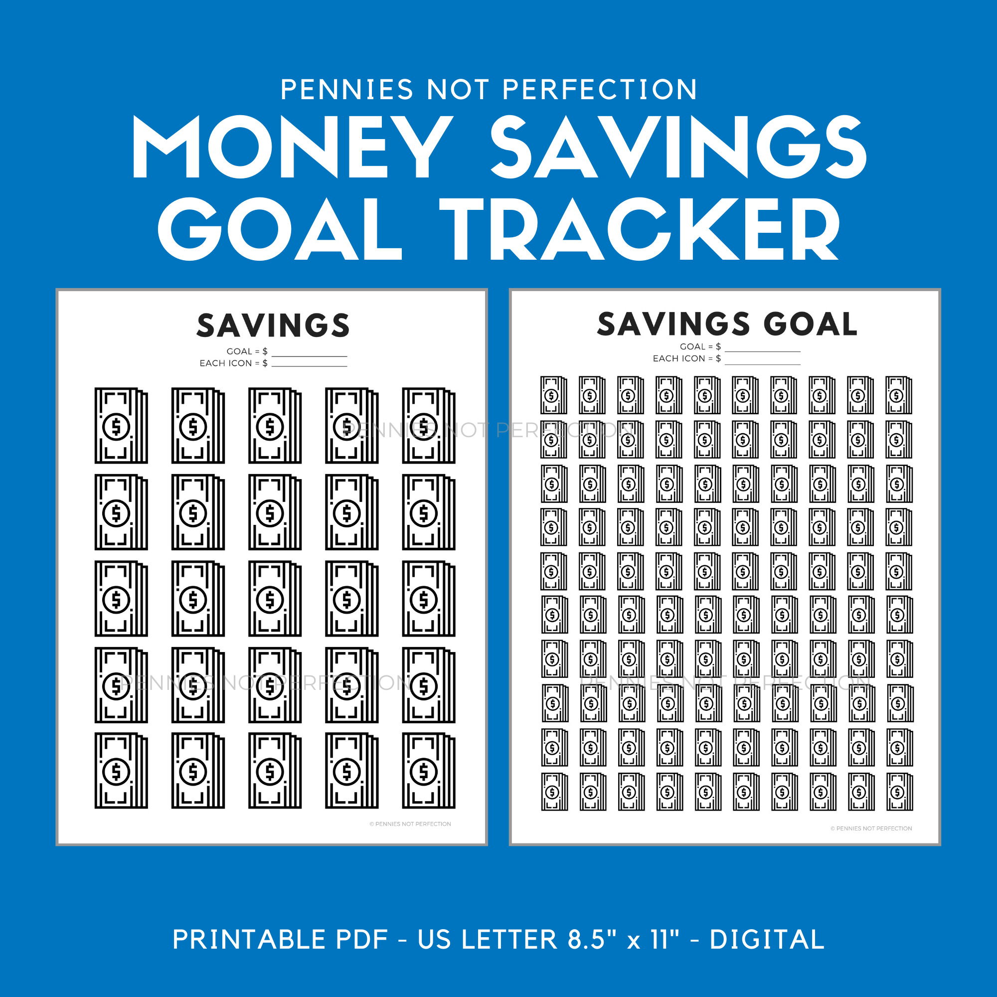 Money Savings Goal Tracker Dollar Bills Savings Tracker Printable