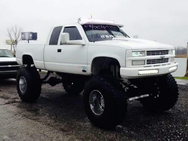 White lifted OBS Chevy … Pinteres…