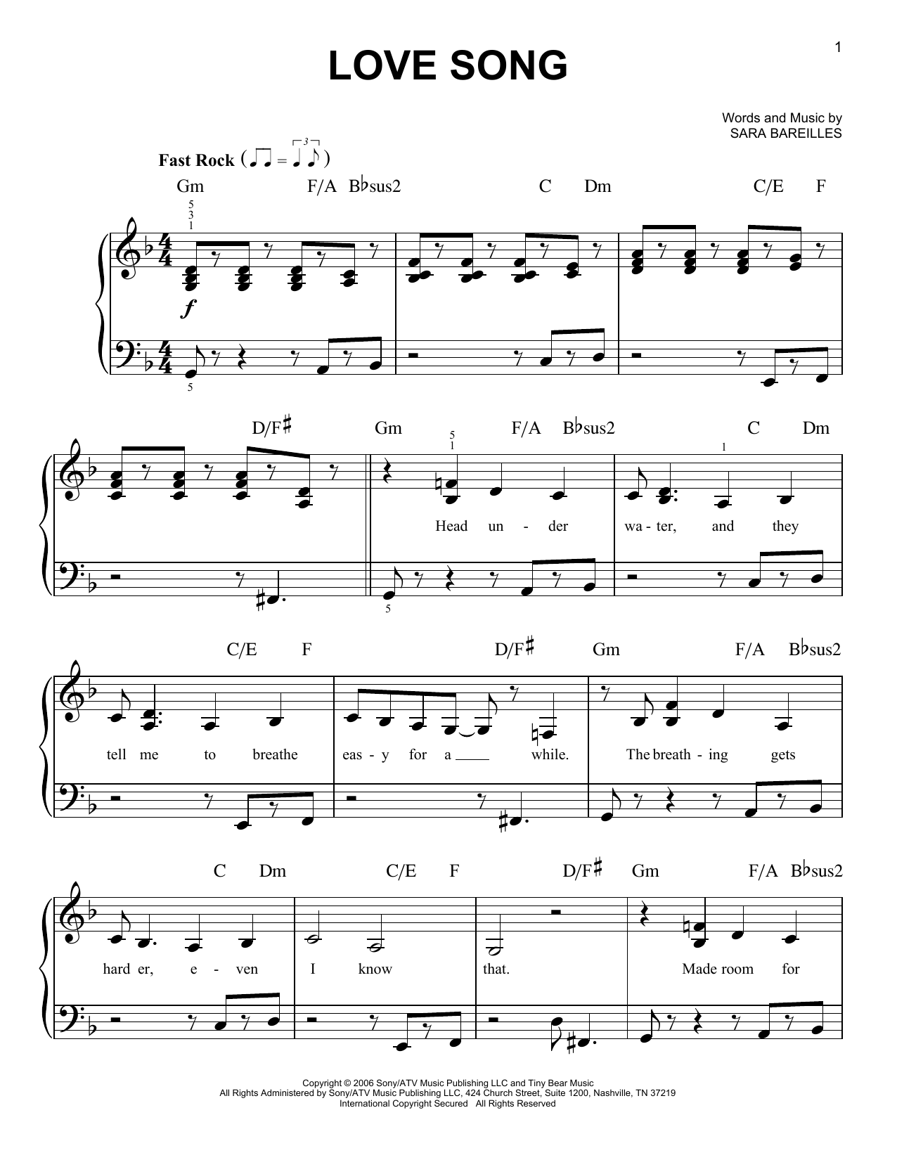 Love Song (Easy Piano) Print Sheet Music Now