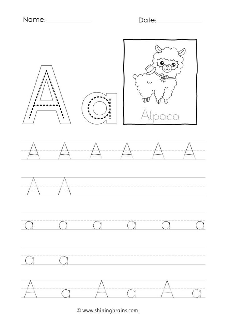 Tracing Letter A a Worksheets | A Alphabet Tracing