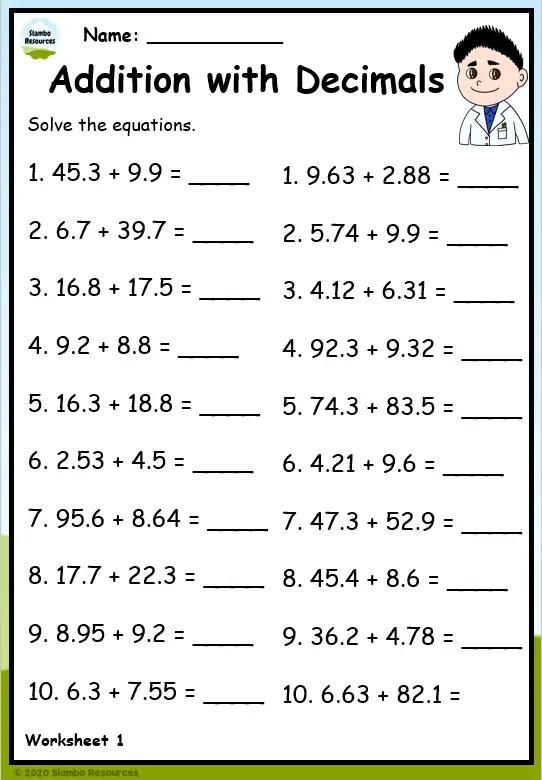 Math Worksheets Grade 5 Printable