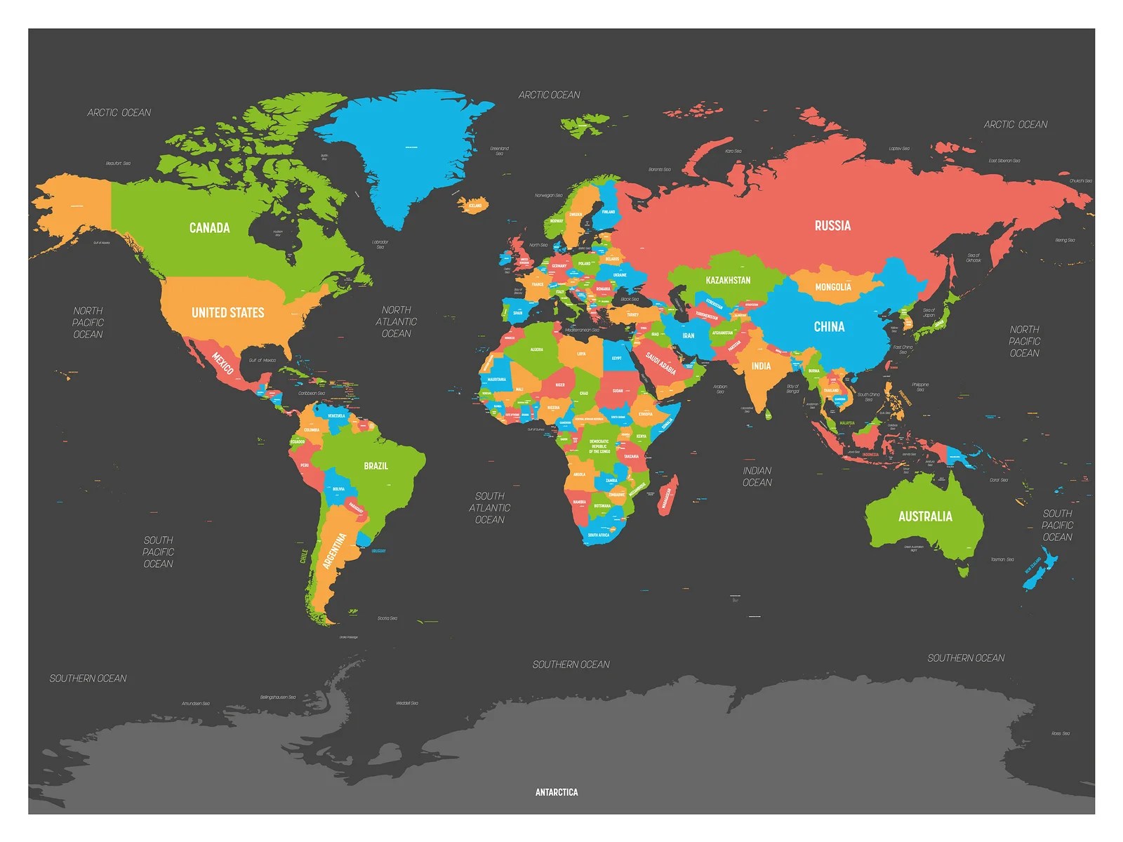 World Map. High Detailed Political Map Of World With Country, Ca