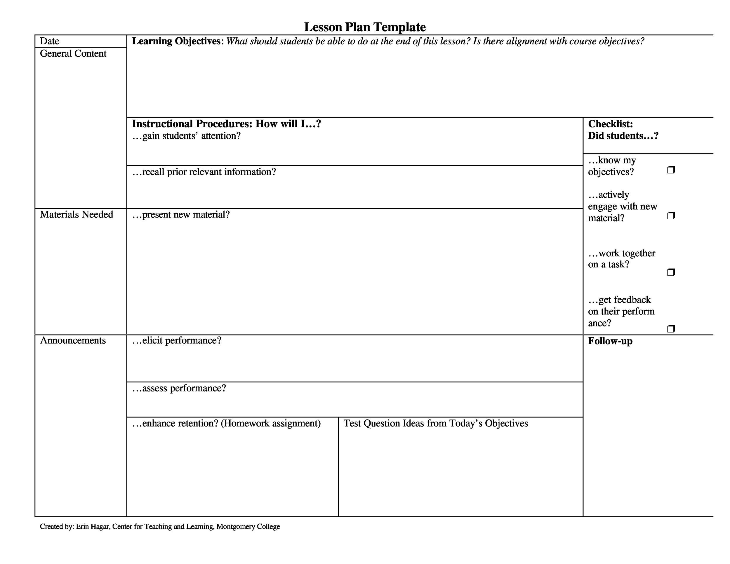 Free Downloadable Lesson Plan Template Choose The Lesson Plan Format ...