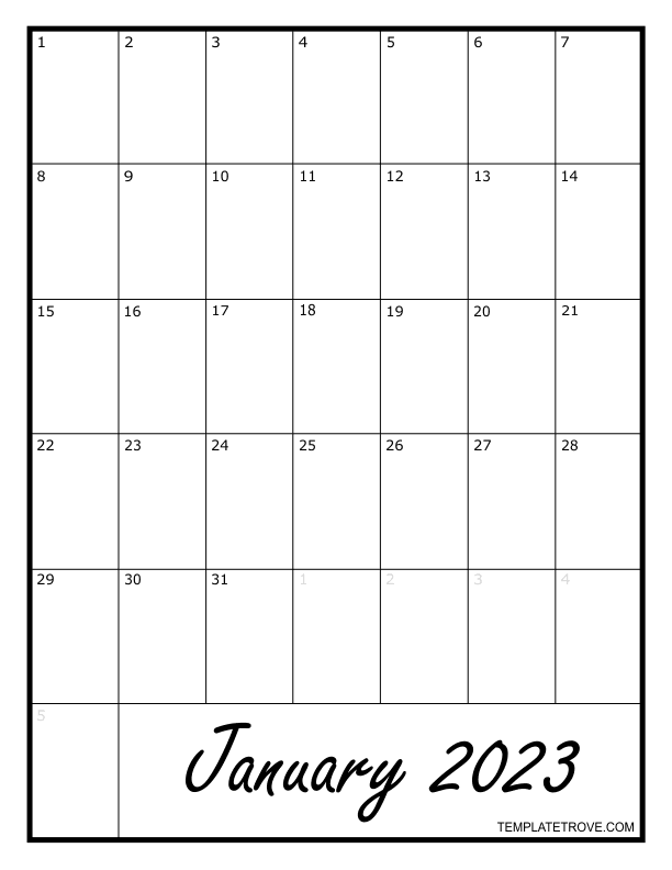 2023 calendar quarterly printable 2023 Blank Monthly Calendar