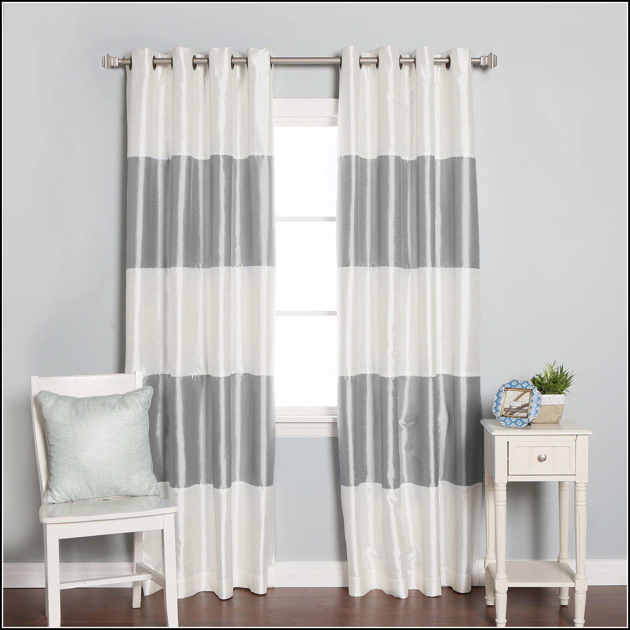 White And Grey Blackout Curtains