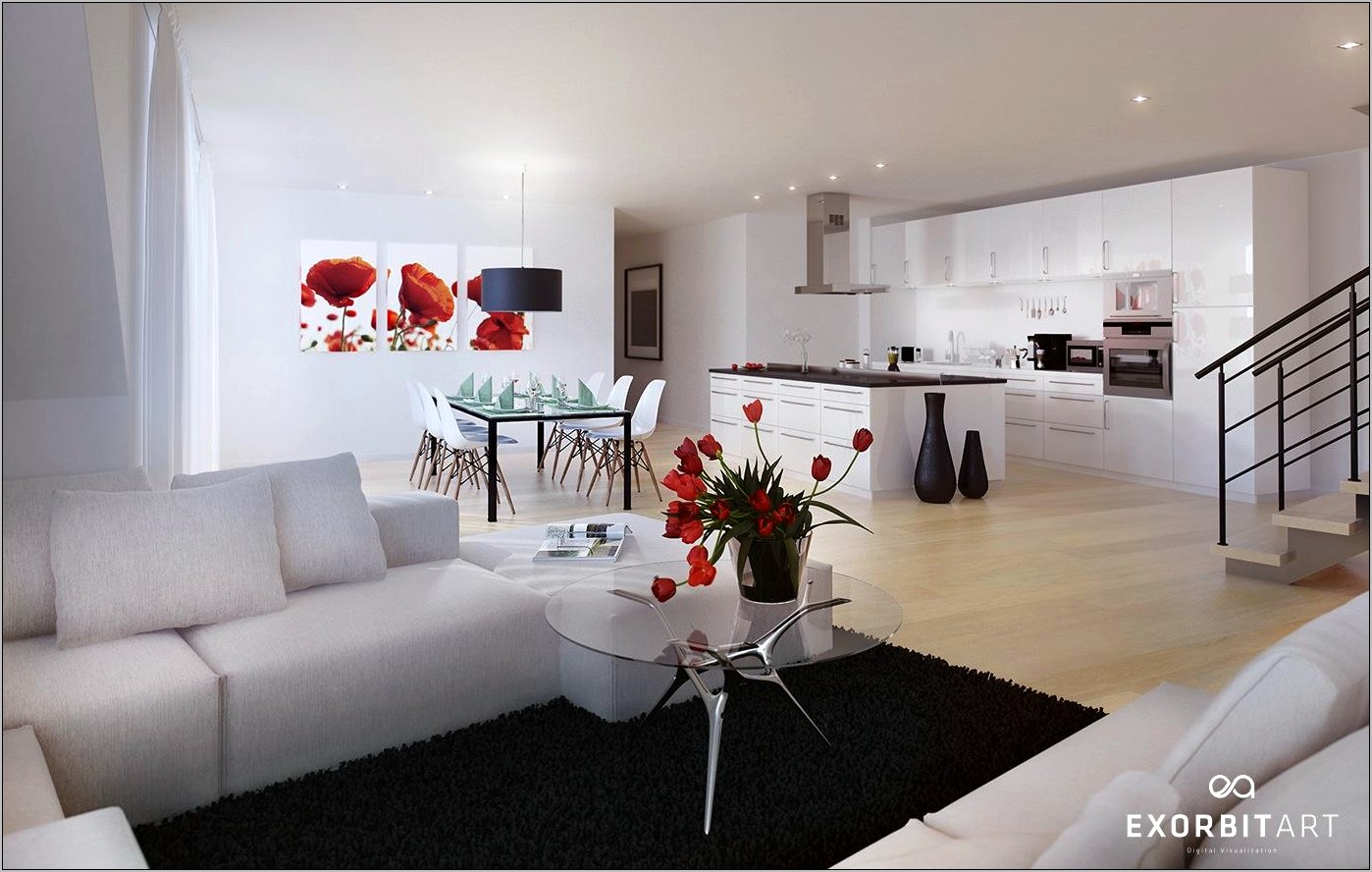 Black White Gray And Red Living Room