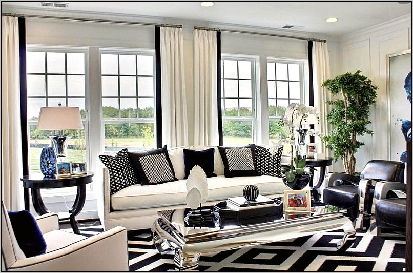 Grey Black White Blue Living Room Decorating