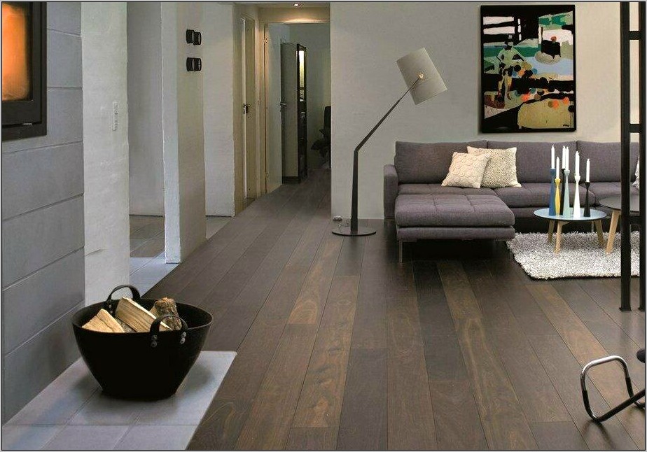 Living Room Decor With Dark Wood Floor