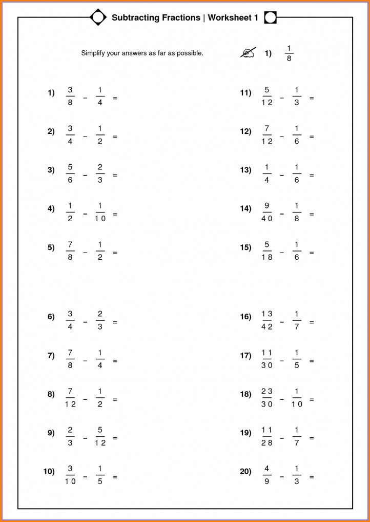 5th Grade Adding And Subtracting Fractions Worksheets Pdf