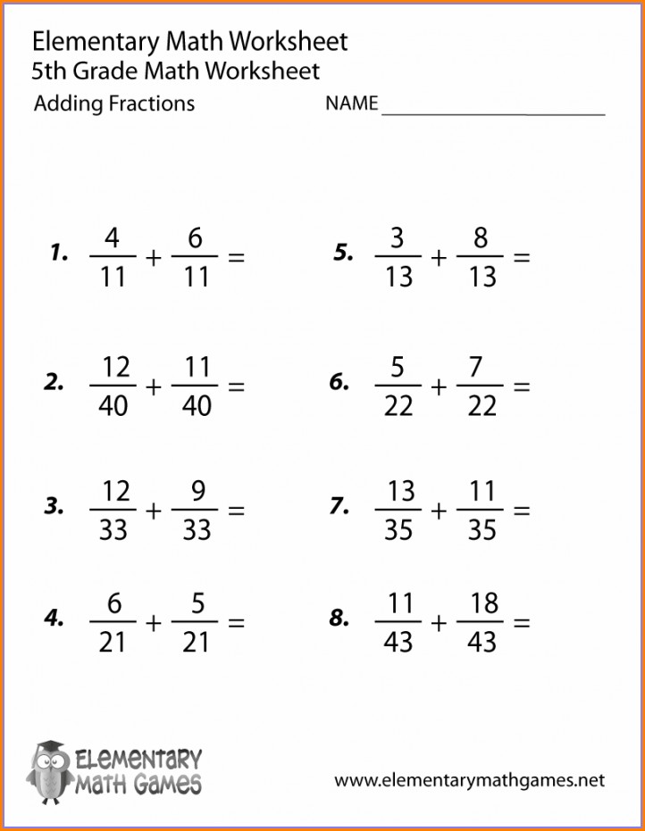 5th Grade Adding And Subtracting Fractions Worksheets