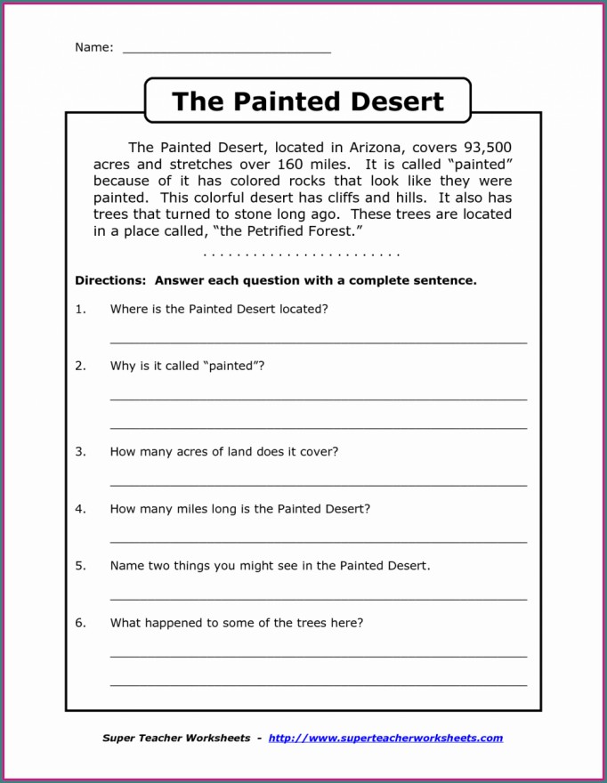 English Comprehension Worksheet Grade 3