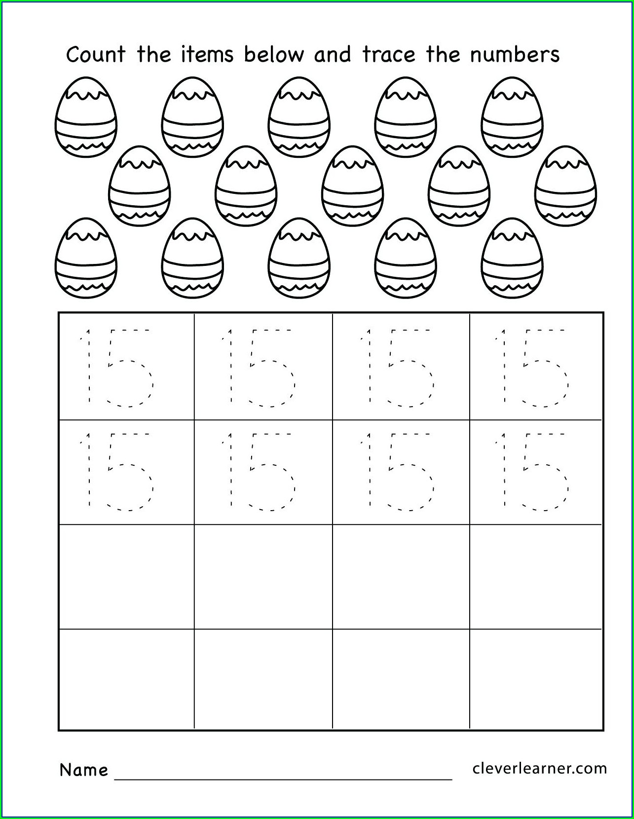 Number 15 Worksheet For Kindergarten