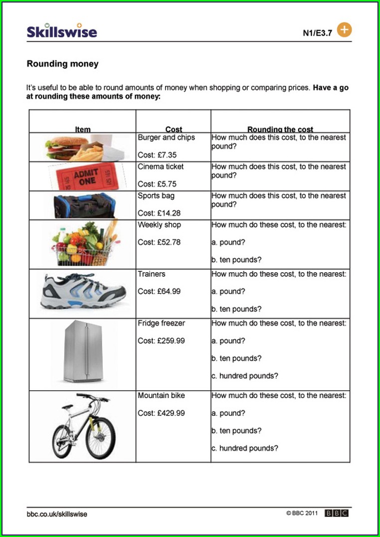 Number Round Up Worksheet