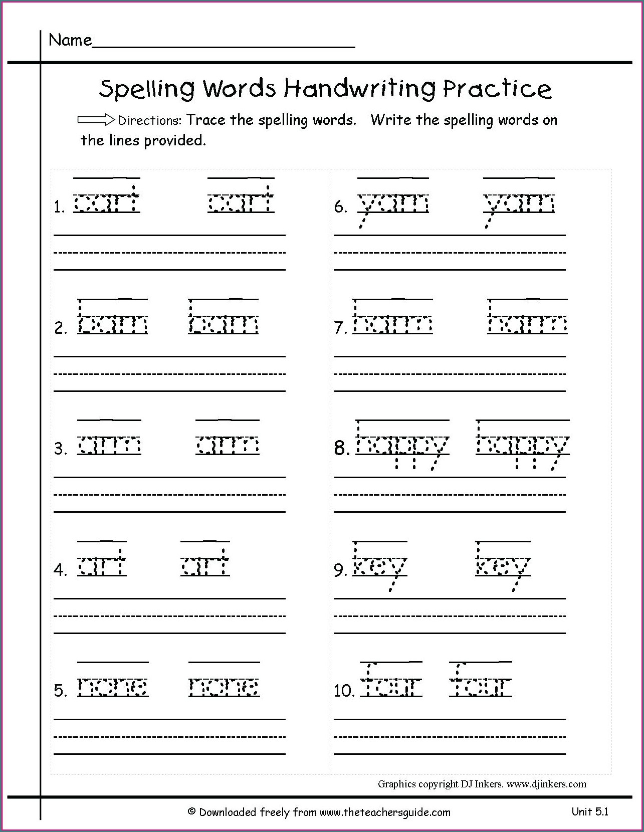 Handwriting Grade 1 Writing Worksheets Free Printable Worksheet