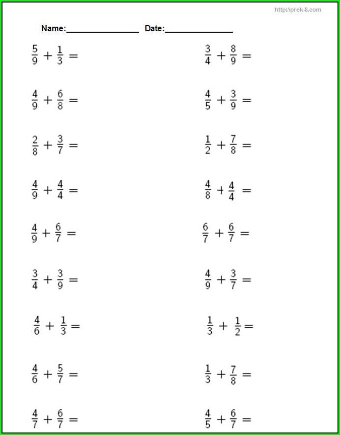 Math Worksheets For Grade 5 Fractions Worksheet : Resume Examples