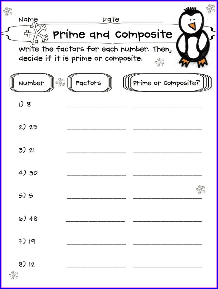 Prime Number Composite Number Worksheet