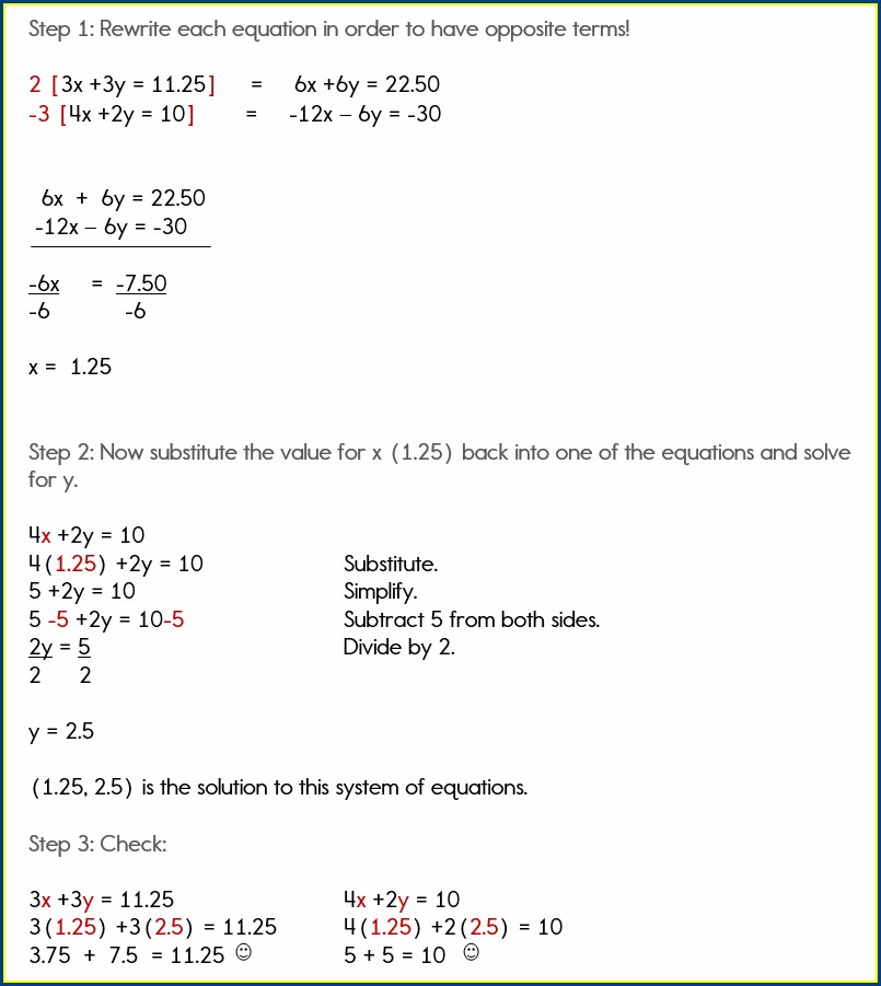 Simple Systems Of Equations Word Problems Worksheet