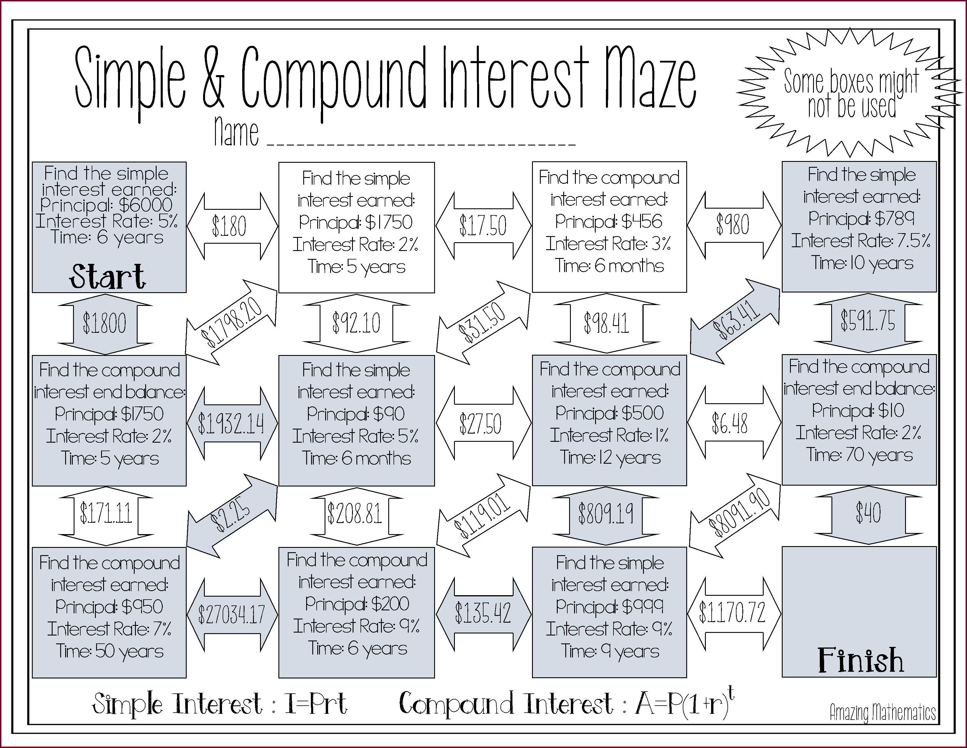 Simple And Compound Interest Word Problems Worksheet Pdf