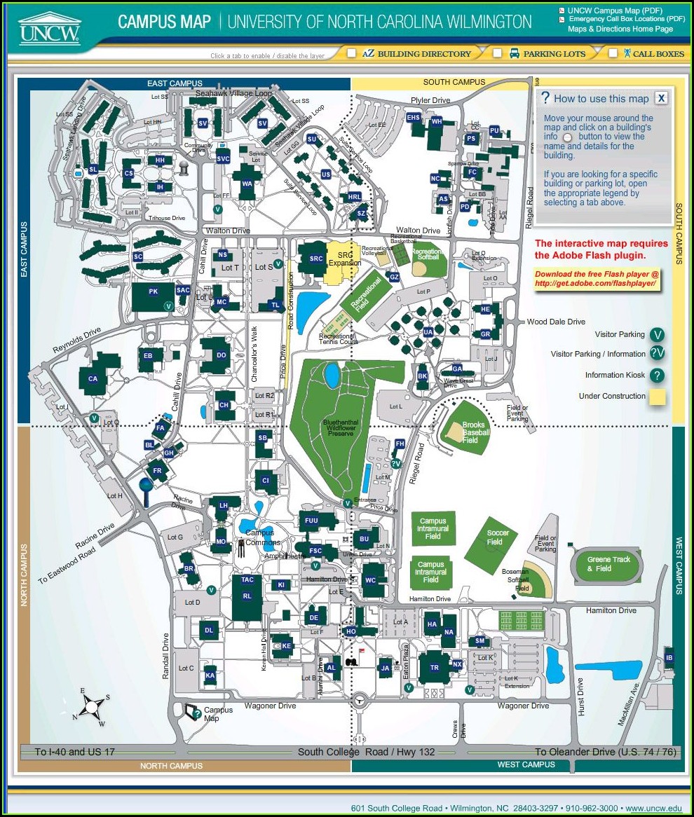 Printable Uncw Campus Map