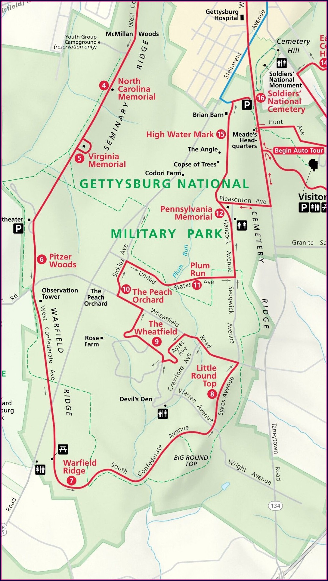 Gettysburg Auto Tour Map