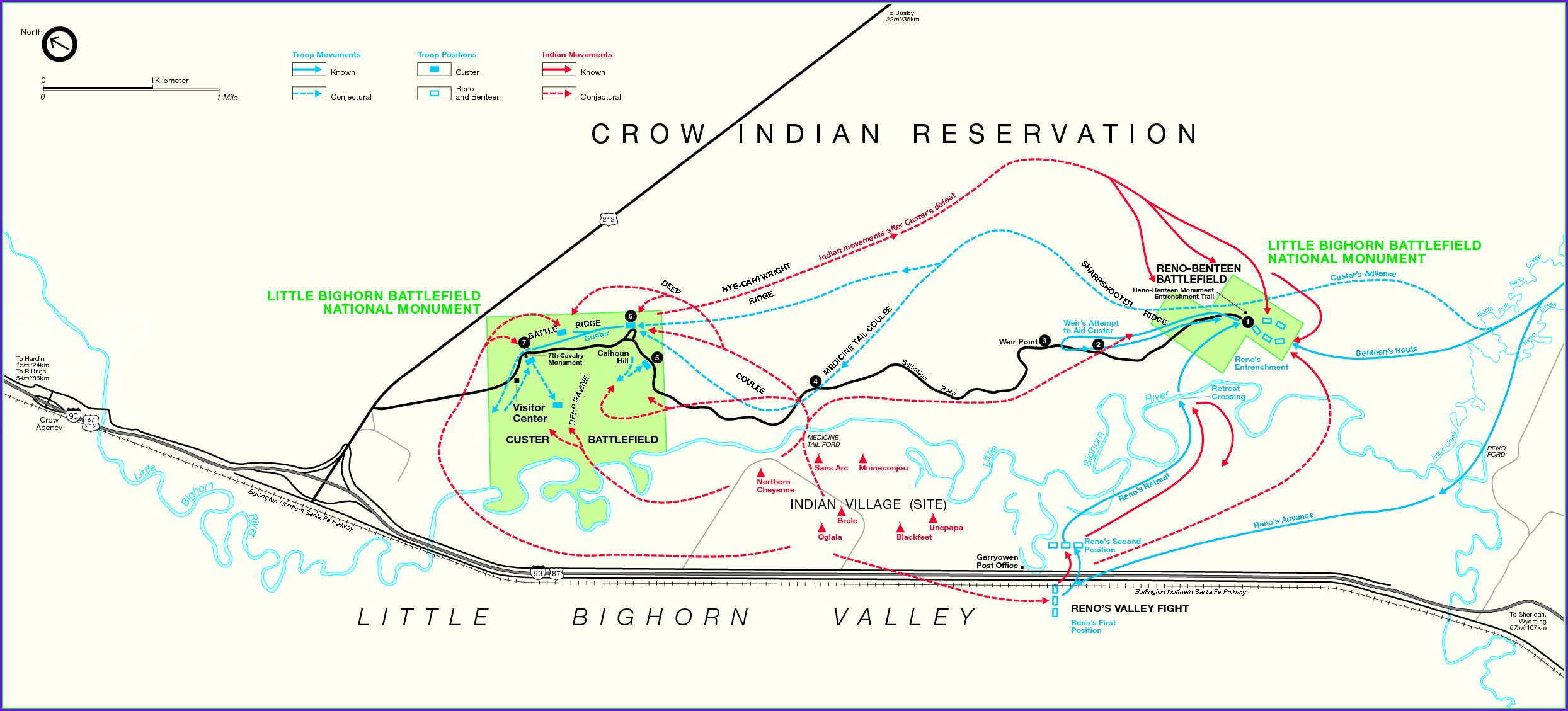 Little Bighorn Battlefield Map