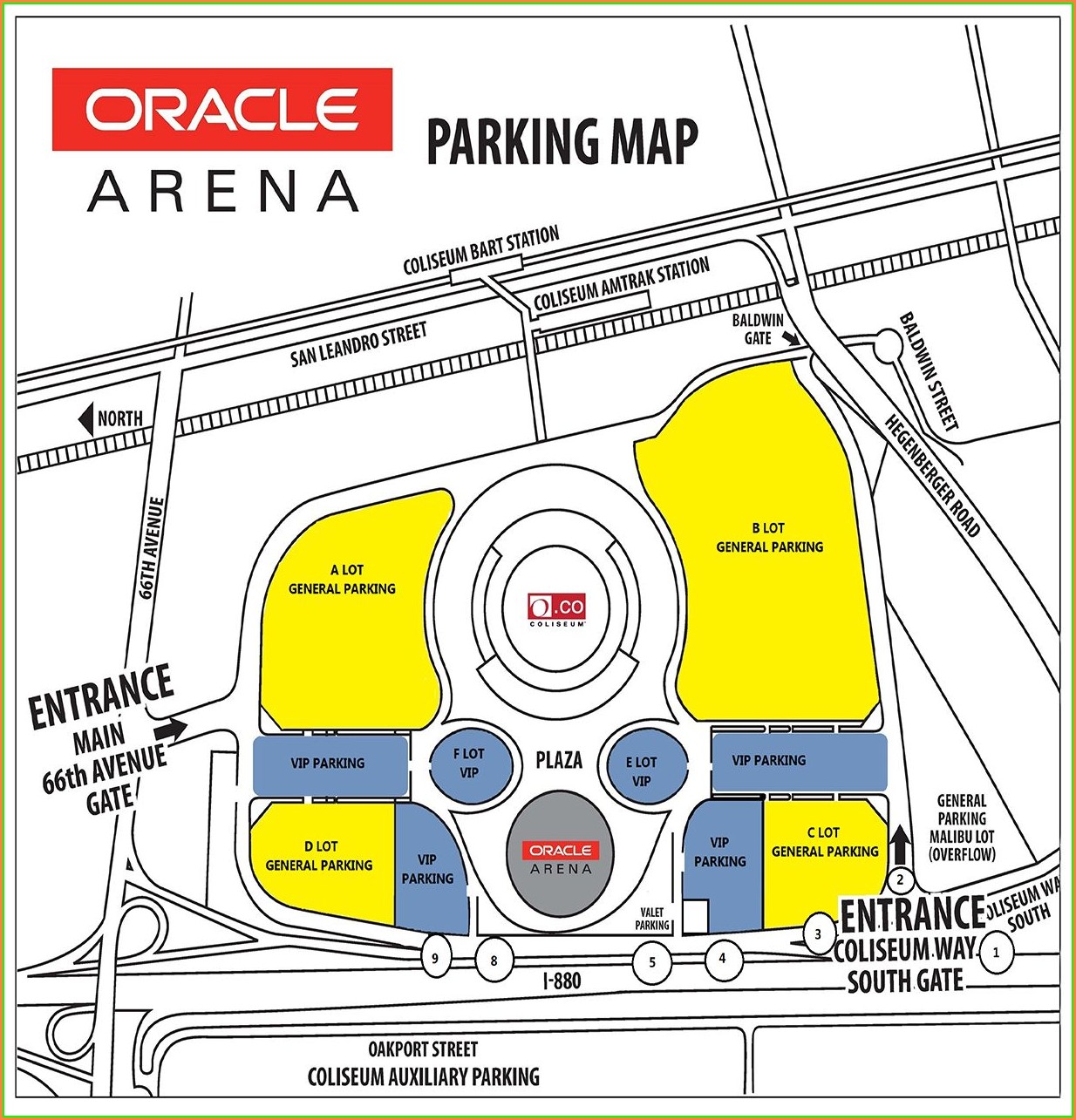 Oakland Coliseum Vip Parking Map