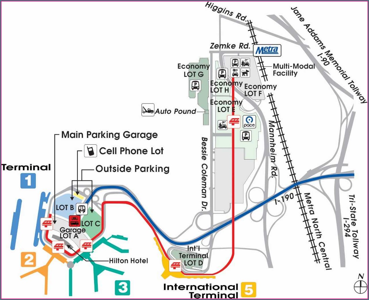 Midway Airport Economy Parking Map