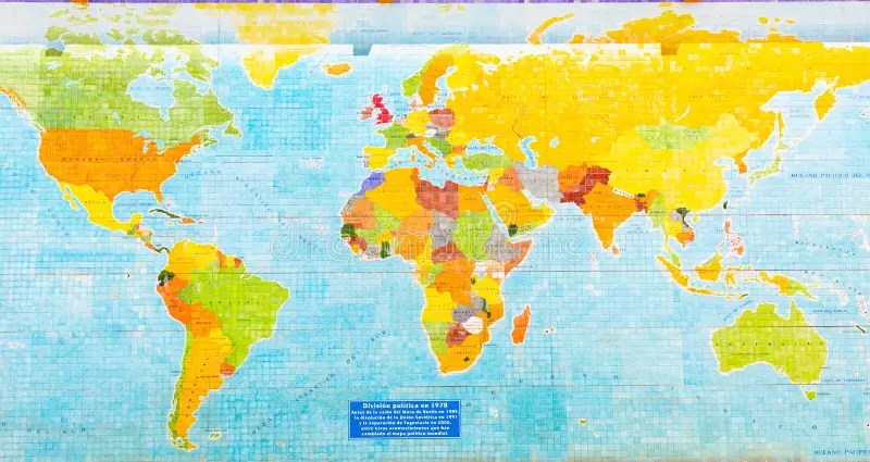 Map Of The Political Division Of The World In 1978 Editorial Stock