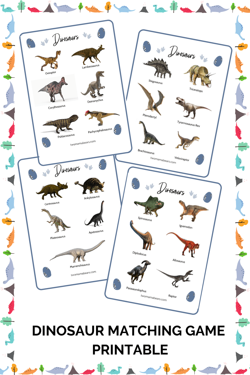 Dinosaur Matching Game Printable